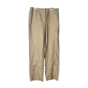 Rafael Womans Brown Linen Pants Sz 6 Casual Beach Comfort Straight